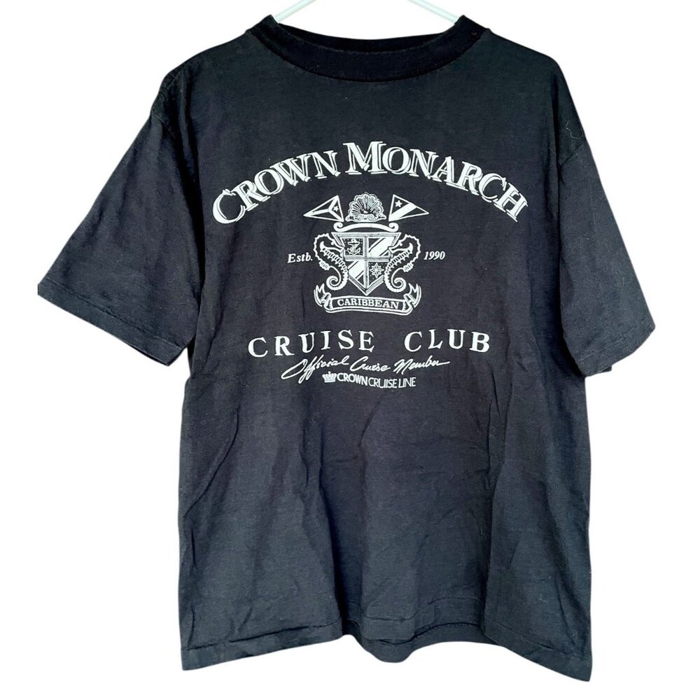Vtg Crown Cruise Line Monarch Club Single Stitch Graphic T-Shirt 90s Grunge USA